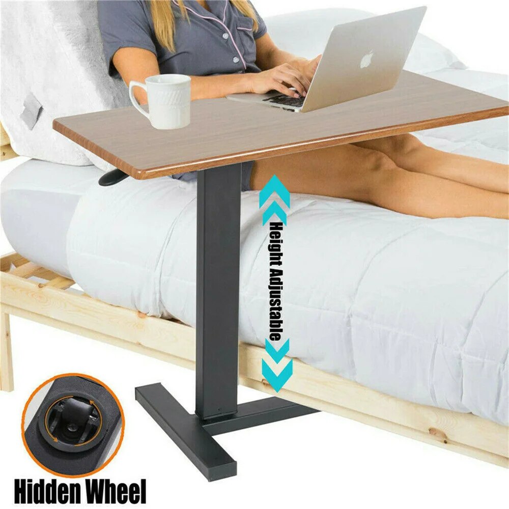 Large Rolling Overbed Laptop Desk Height Adjustable Table Stand for Hospital US