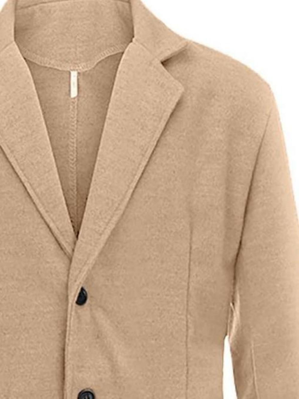 Men's British Style Long Wool Coat Classic Autumn Winter Trench Coat image 2