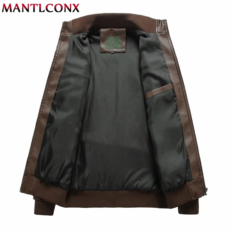Quality Motorcycle PU Leather Jacket Men Winter Leahter Jacket Men Stand Collar image 3
