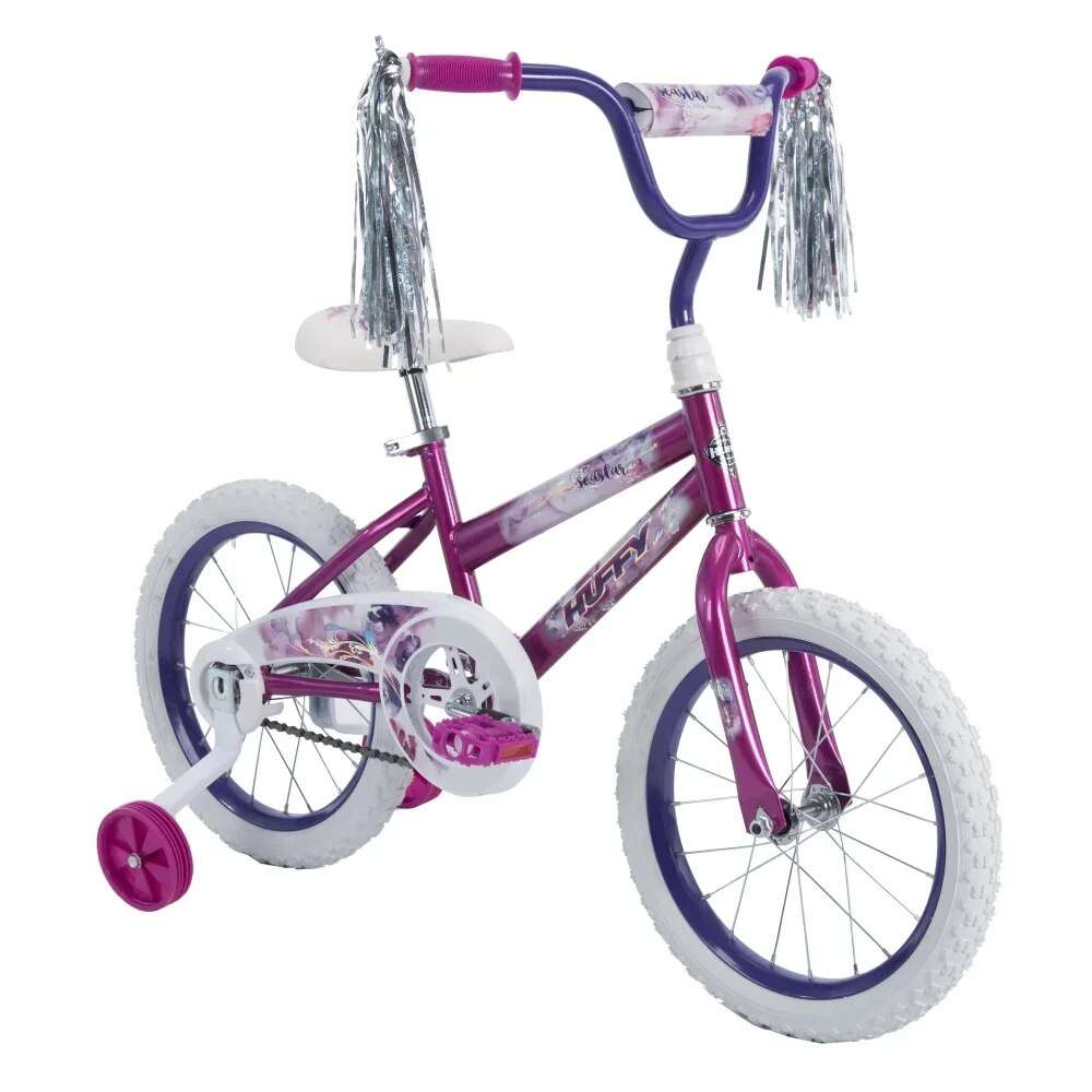 16 In. Sea Star Girl Kids Bike, Metallic Purple  Comfortable Grips, and Crushed