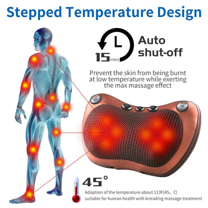 Head Massager Car Home Cervical Shiatsu Massage Neck Back Waist Body Electric M image 5