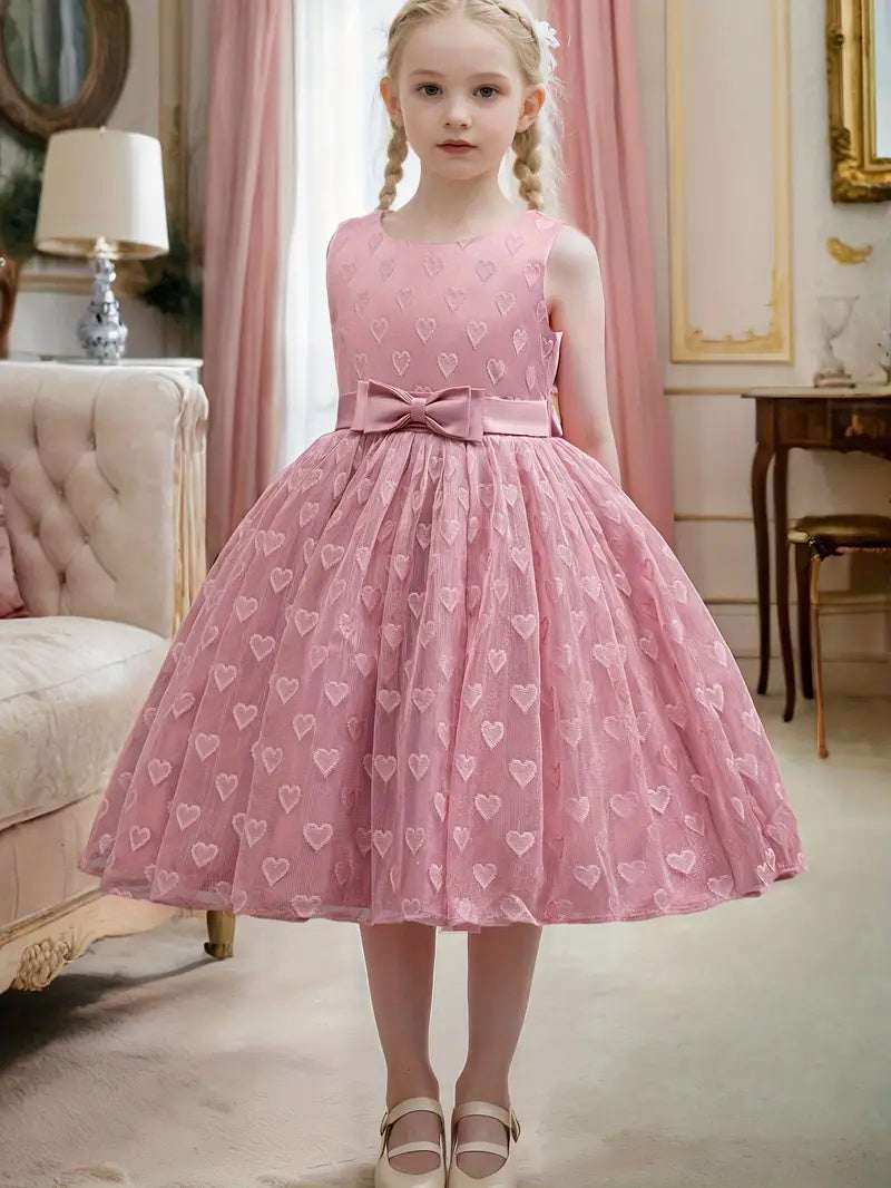 Girls Party Dresses Summer  Bow Princess Dress Kids Baptism Lace
