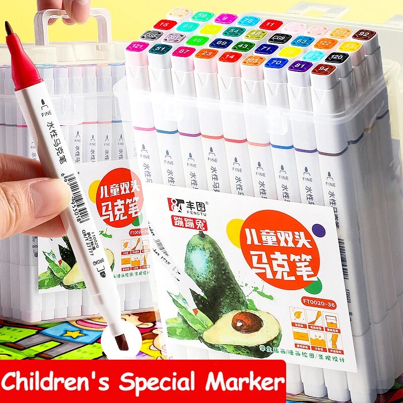 12/18/24/36/48 Colors Markers Set Washable Double-Headed Marker Safe Art Suppli