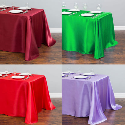 White Table Cloth Polyester Table Cloth Rectangular Satin Tablecloth for Birthd image 9