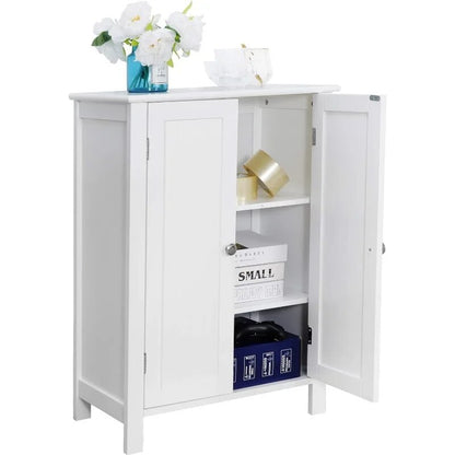 Bathroom Floor Storage Cabinet with Adjustable Shelf and Double Door Rust Proof image 3