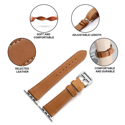 Leather Strap For Apple Watch Band 49mm 45mm 44mm 42mm 41mm 40mm 38mm Wristband image 9