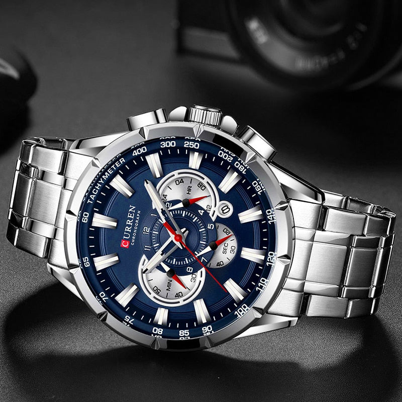 Curren Men’s Watches Top Brand Luxury Chronograph Quartz Men Watch Waterproof S image 2