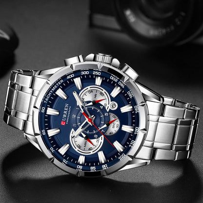 Curren Men’s Watches Top Brand Luxury Chronograph Quartz Men Watch Waterproof S image 2