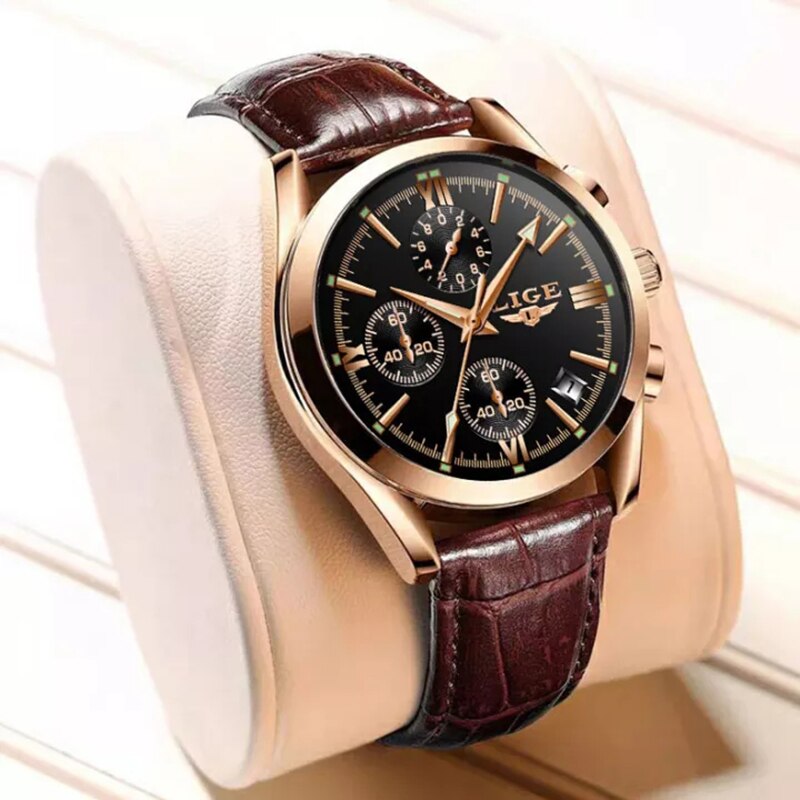 New Fashion Mens Watches Top Brand Luxury Military Quartz Watch Man Premium Lea image 6