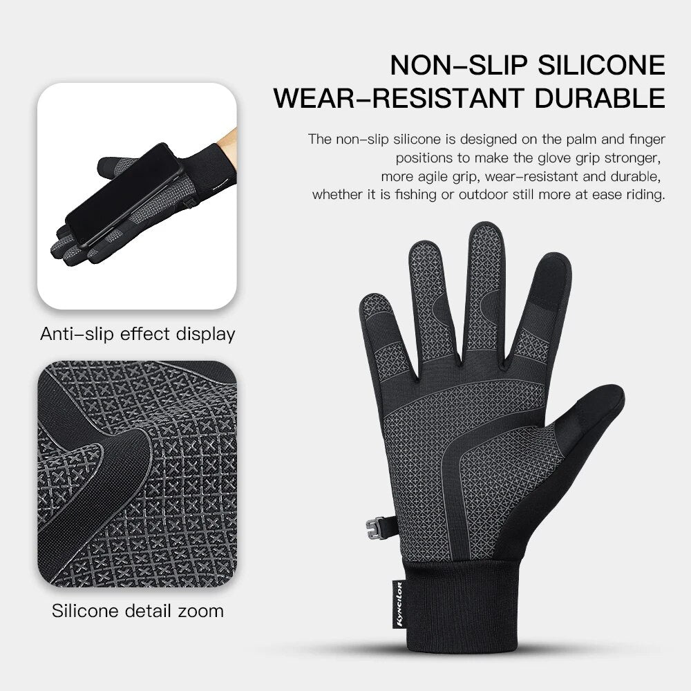 Winter Outdoor Cycling Gloves Thicken Warm Windproof Breathable Touch Screen Si image 3