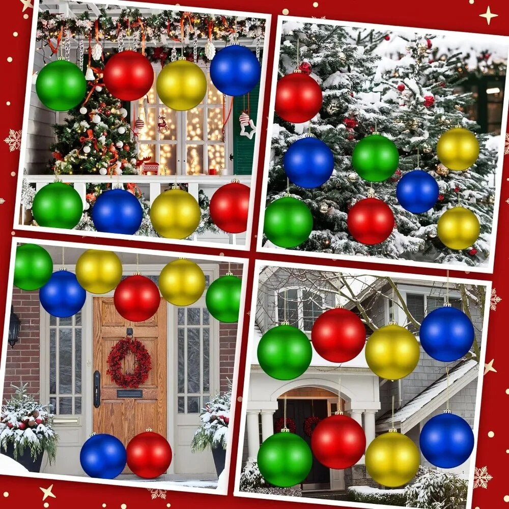 Set of 8 Christmas Ball Ornaments 6 " Christmas Ball Shiny Ornament Indoor a image 3