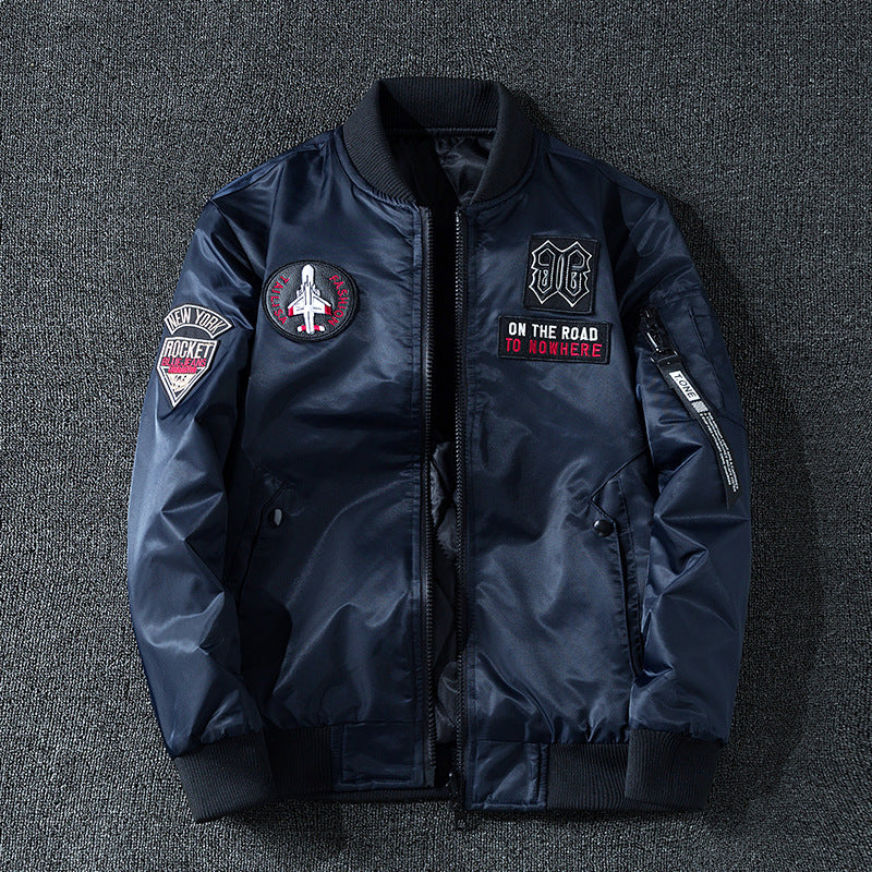 Winter Bomber Jacket Men Military Pilot Jacket Badge Fashion Double Side Wear M image 9