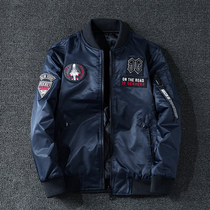 Winter Bomber Jacket Men Military Pilot Jacket Badge Fashion Double Side Wear M image 9