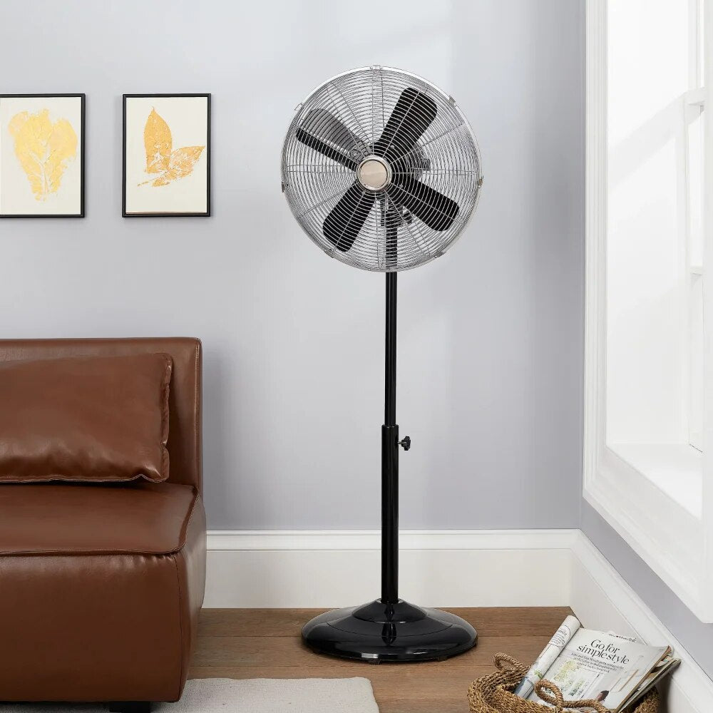 16'' Retro 3-Speed Metal Standing Fan, Black Rechargeable Fan image 7