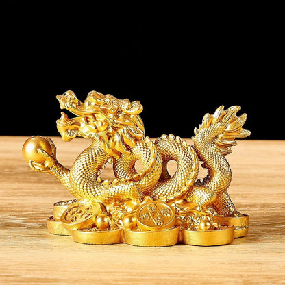 Chinese Auspicious Money Dragon Statuette  Resin Sculpture Feng Shui Decoration image 5