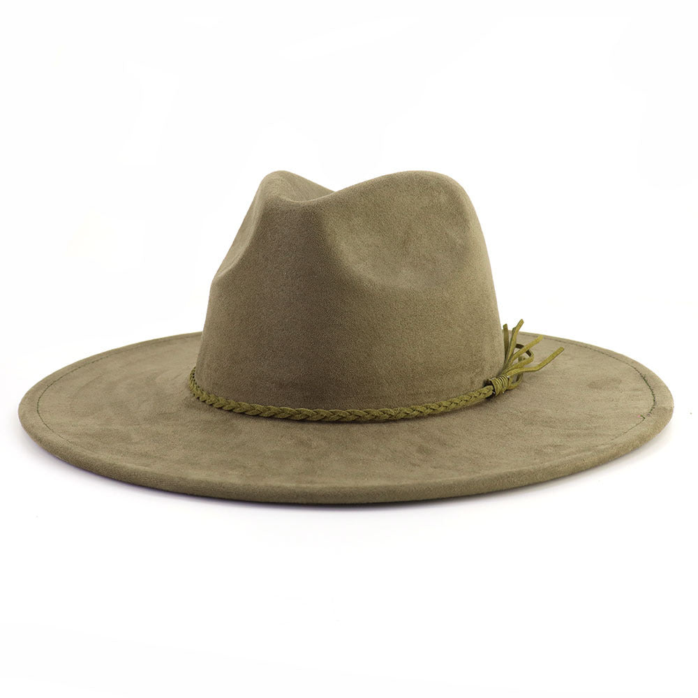 Suede Top Hat 9.5cm Wide Brim Fedora Hat Men Women Autumn Winter Felt Jazz Hats image 23