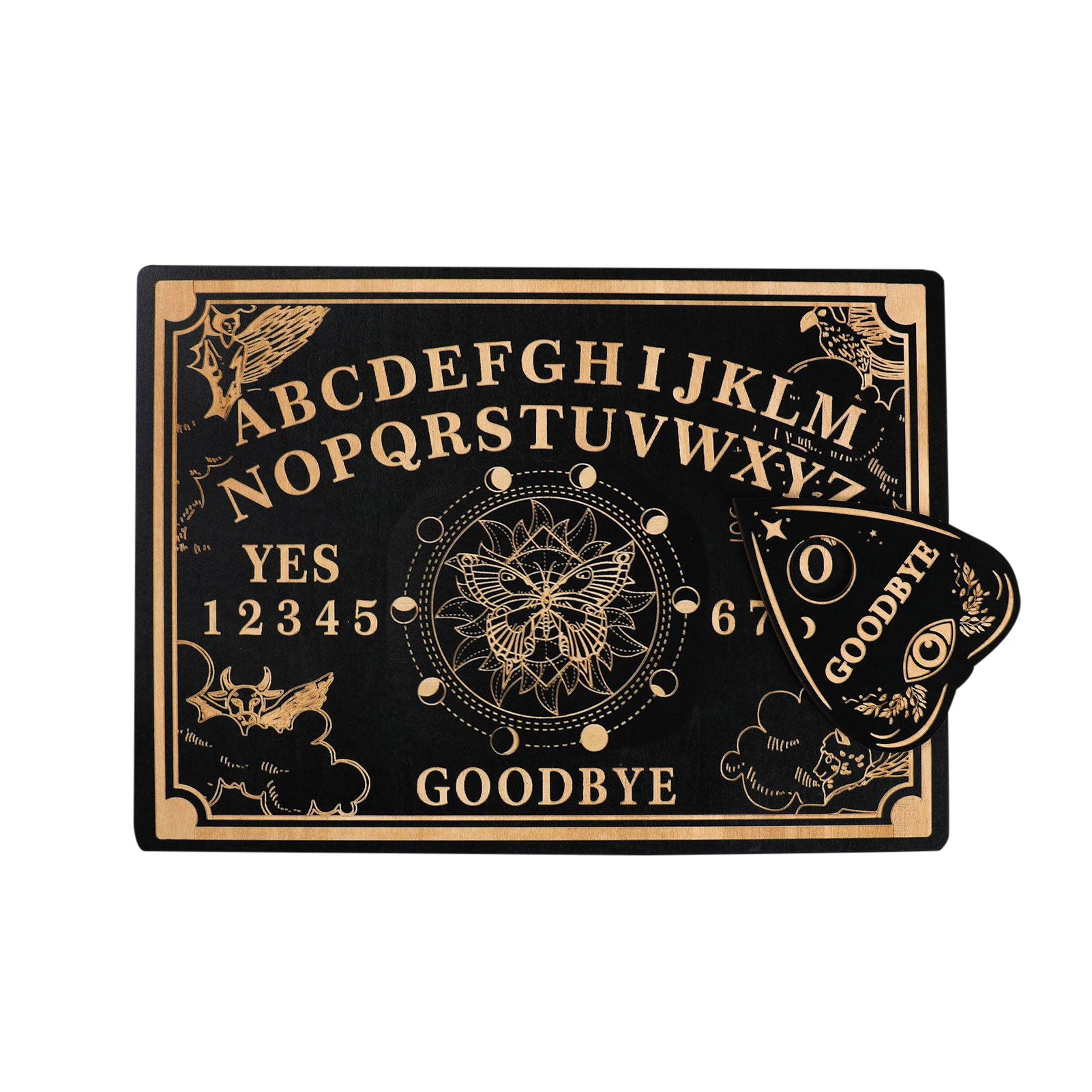 Rectangular Wood Witchcraft Altar Butterfly Compass Plate Dowsing Game Divinati