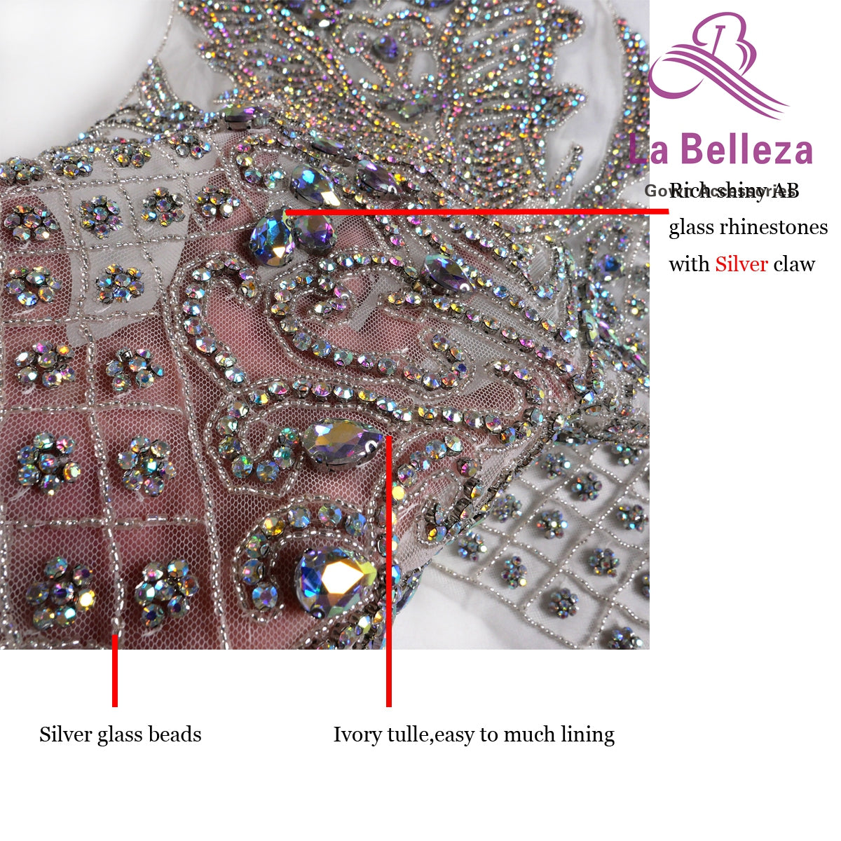 La Belleza New hot on sale handmade AB black silver 6color luxury bodice Rhines image 9