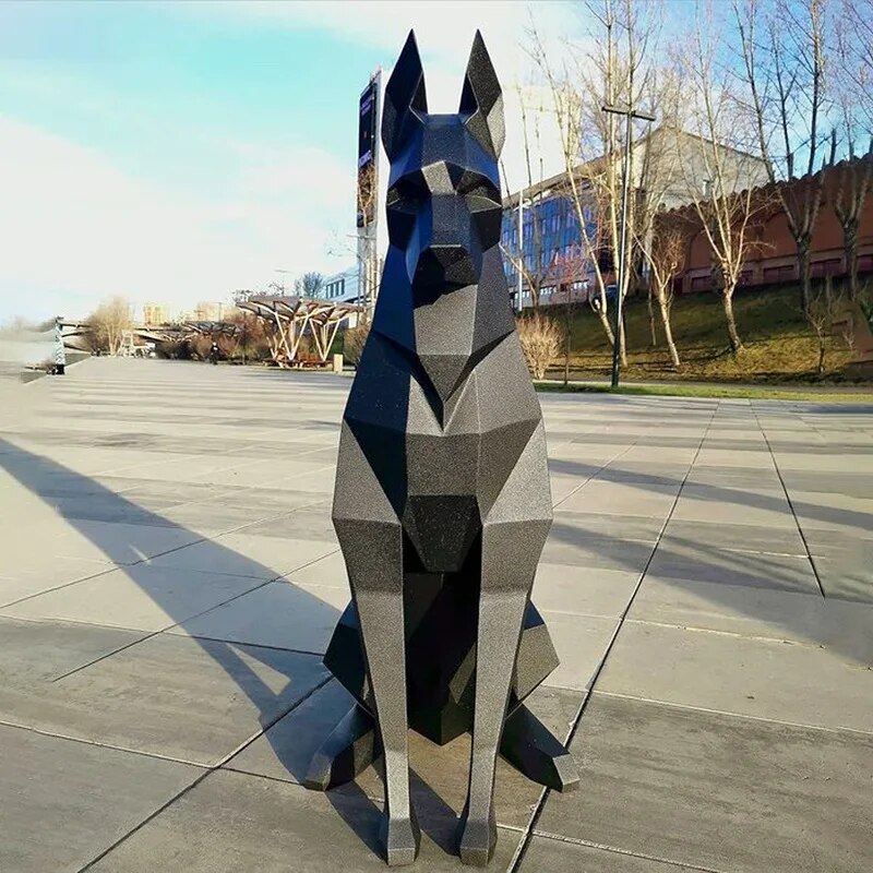 100cm/68cm High Black Doberman Dog 3D Animal Sculpture Doberman Papercraft Bedr image 0