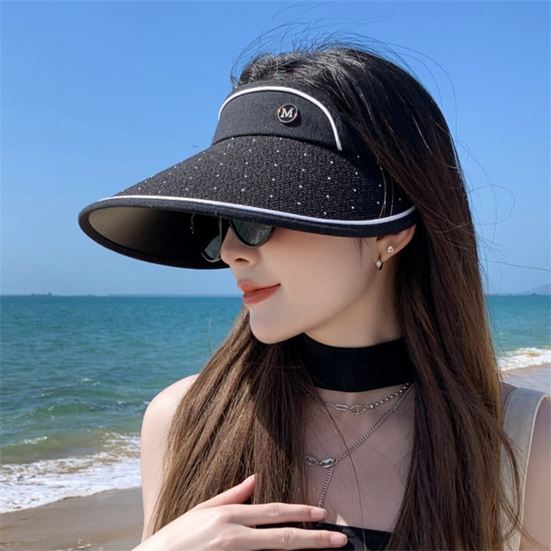 Large Brim Sun Hat for Women Summer Trip, UV Resistant Empty Top, Slim Face, Ve image 1