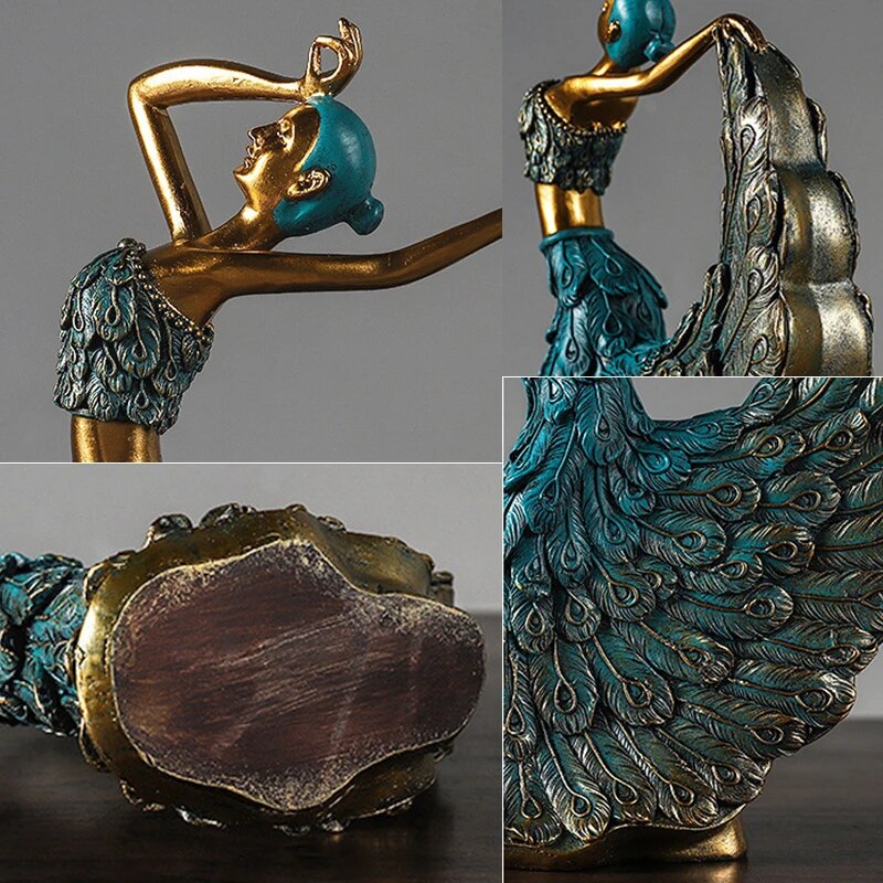 SAAKAR Resin Retro Peacock Dancer Statue Figurines for Interior Figure Decorati image 5