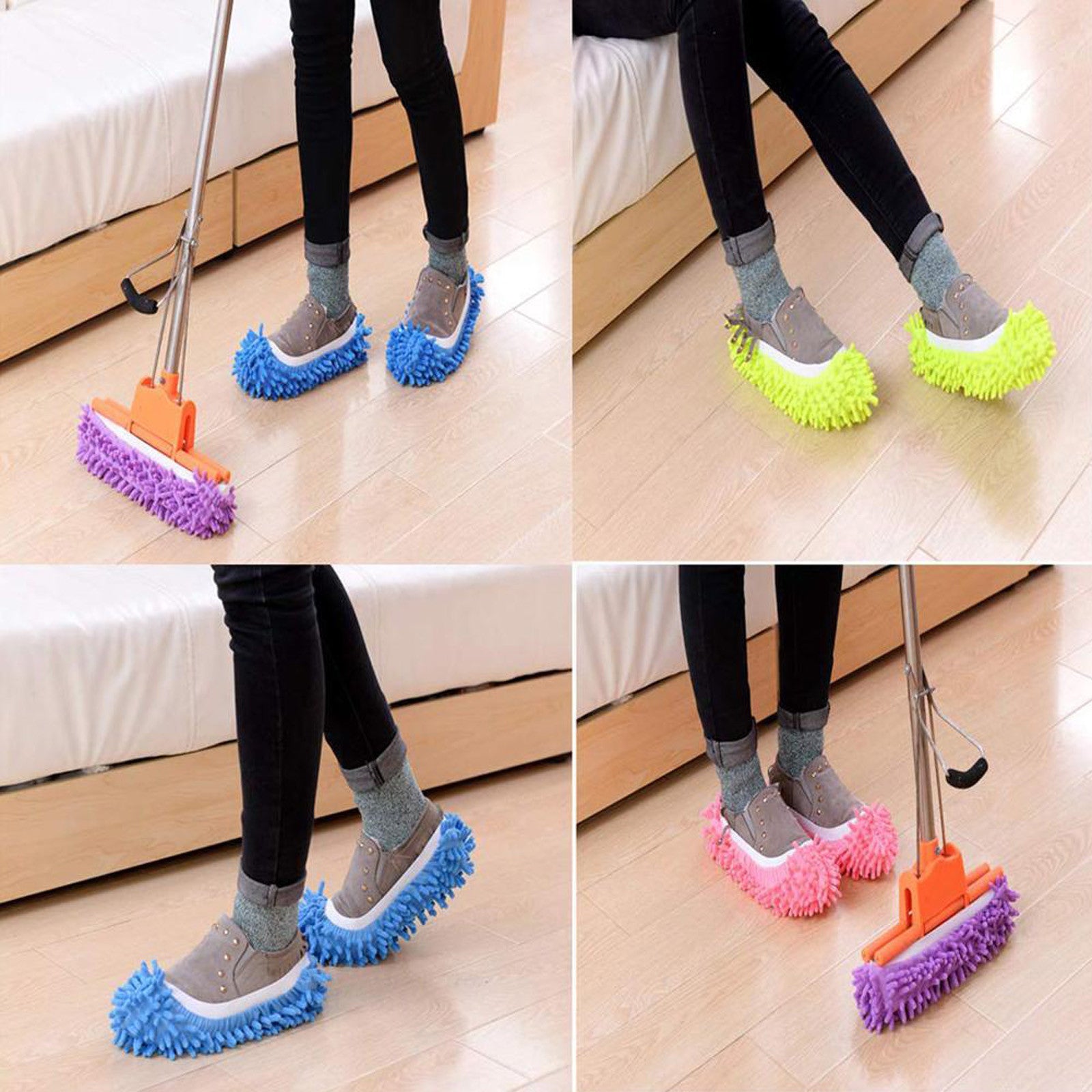 Chenille Dust Mop Slippers Home Floor Cleaning Lazy Mopping Shoes Water Uptake  image 9