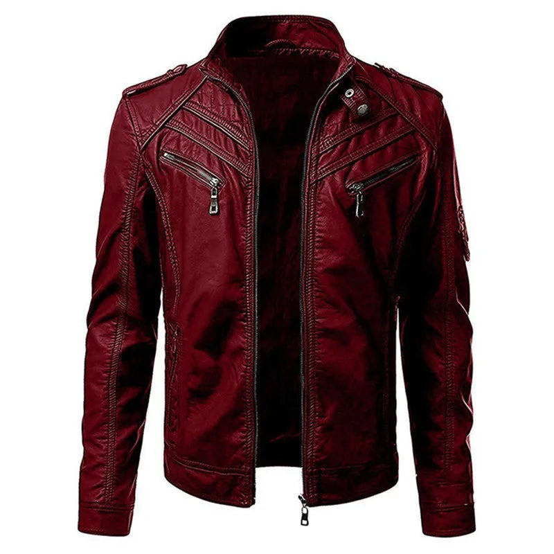 The new casual high-end fashion leather coat men sell European and American sol image 5
