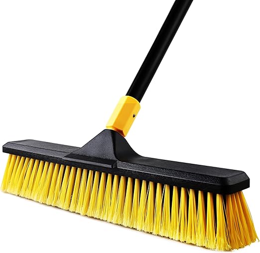18 " push broom heavy-duty outdoor commercial broom brush stiff bristles for image 0