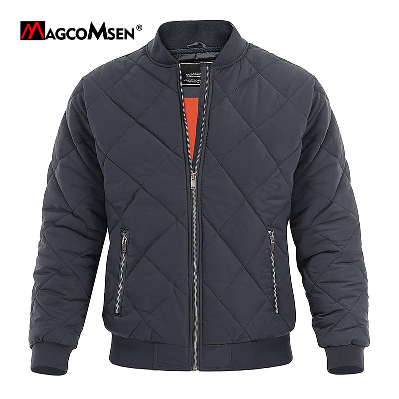 MAGCOMSEN Men's Padded Warm Jackets Fall Winter Rib Full Zip Aviator Jacket Win image 6