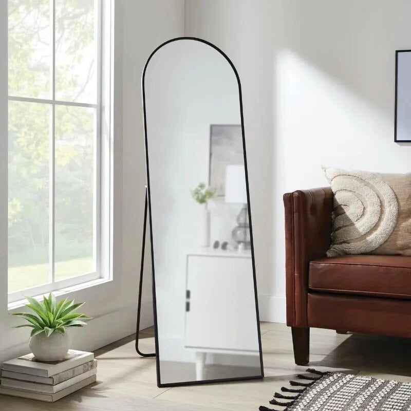 Better Homes & Garden 17"x 58" Modern Arch Aluminum Floor Easel Mirror, Black image 0