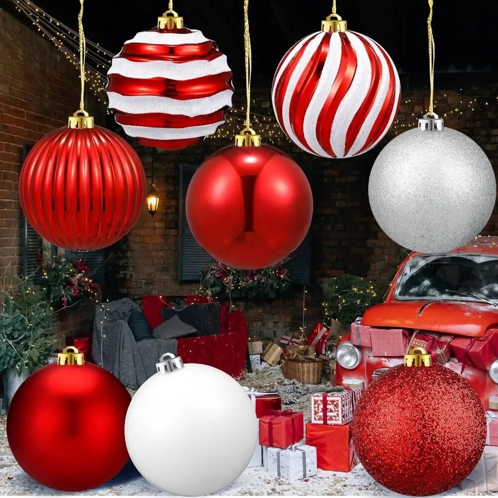 8 Pack Christmas Ball Ornaments 6 " Christmas Candy Ball Plastic Balls for H image 5