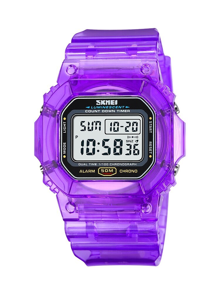 Skmei Countdown Back Light Digital Watches Women Fashion Transparent Pu Strap D image 4