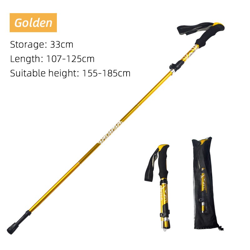 5 Section Outdoor Fold Trekking Pole Camping Portable Walking Hiking Stick For image 9