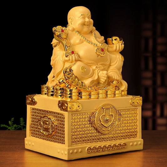 Laughing Buddha's Decoration To Piggy Bank Fortune Resin sculptureHandmade Stat image 0