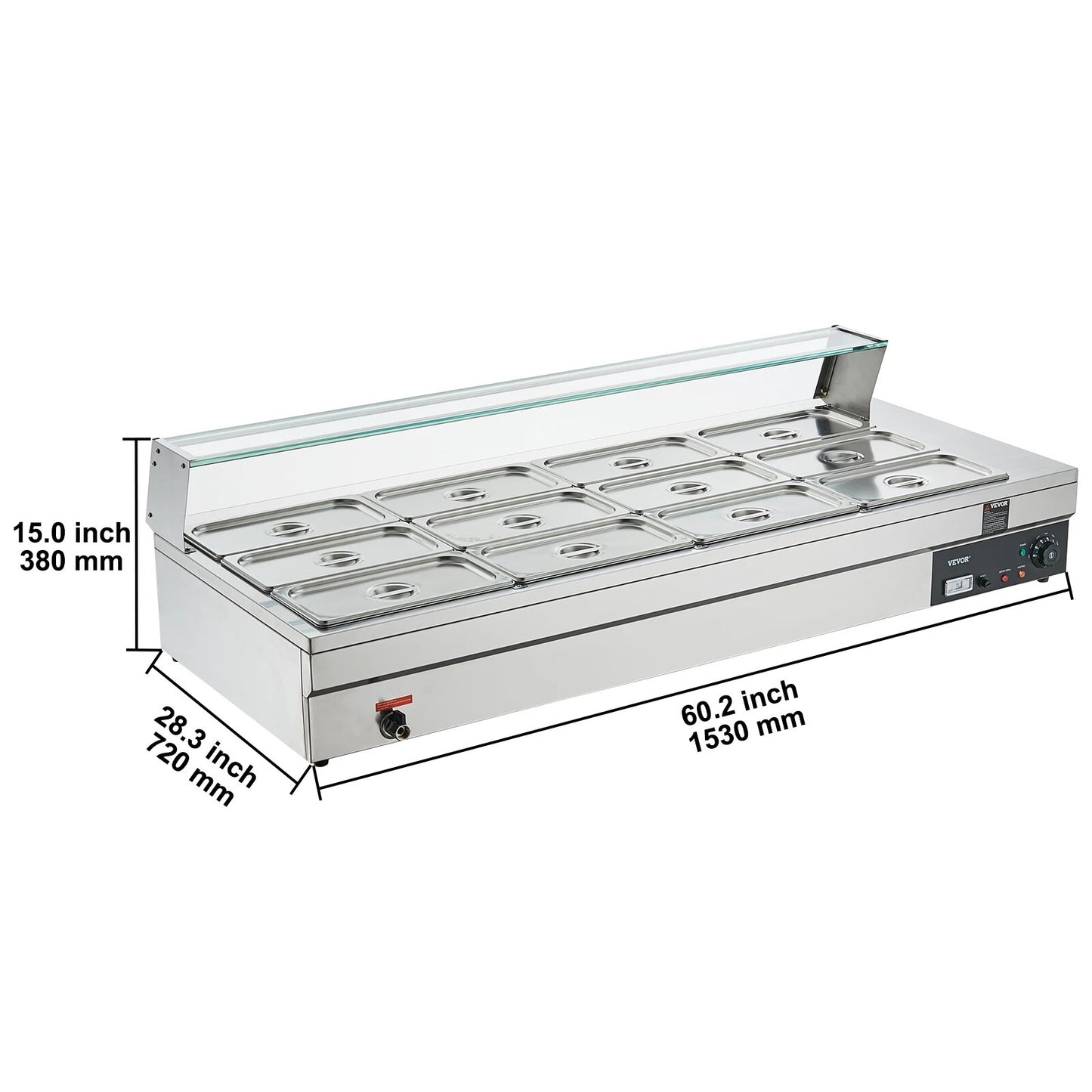 VEVOR Commercial Electric Soup Food Warmer with 3/6/10/12 Pans Stainless Steel image 2