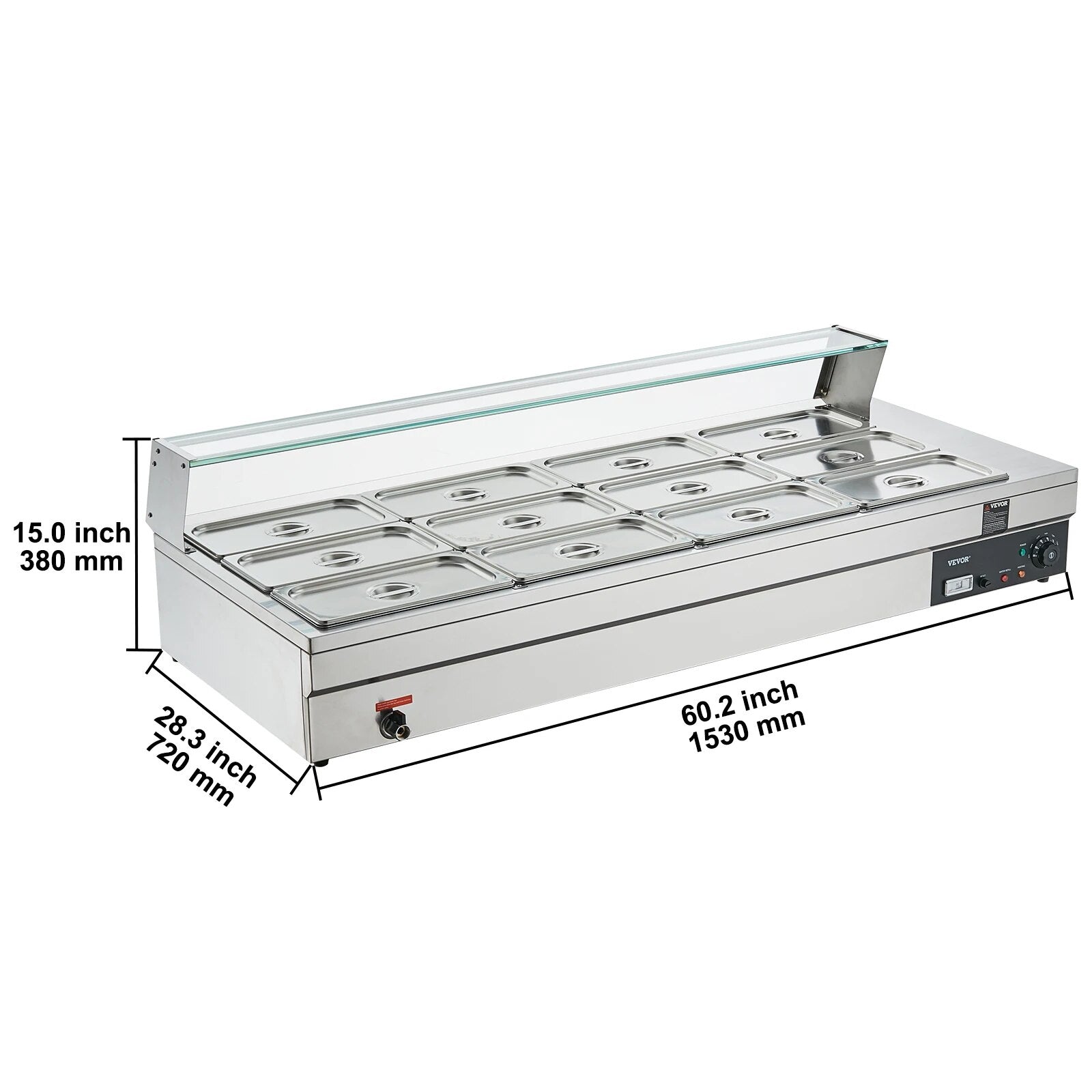 VEVOR Commercial Electric Soup Food Warmer with 3/6/10/12 Pans Stainless Steel image 2