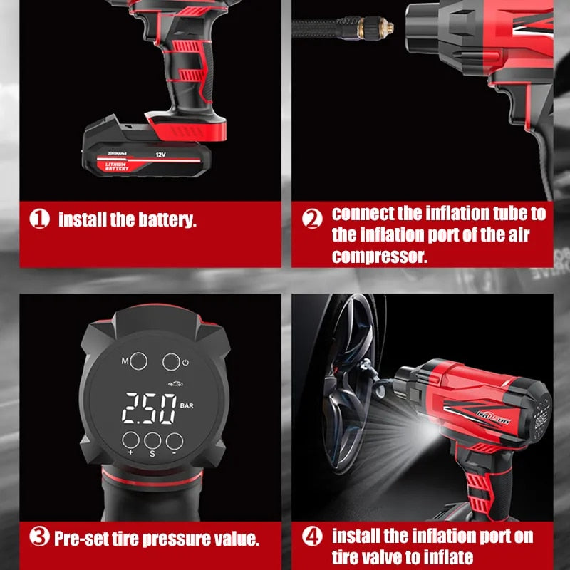 Tire Air Pump Car Portable Air Compressor For Tires Airpump 12V Cordless Tyre I image 5