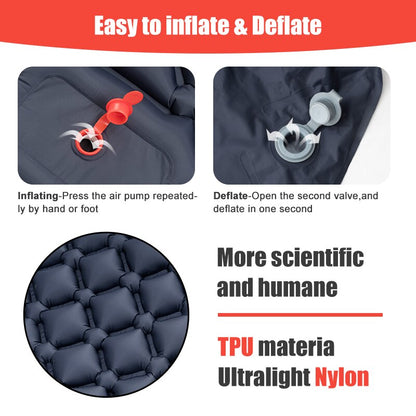 Outdoor Camping Inflatable Mattress Sleeping Pad With Pillows Ultralight Air Ma image 8