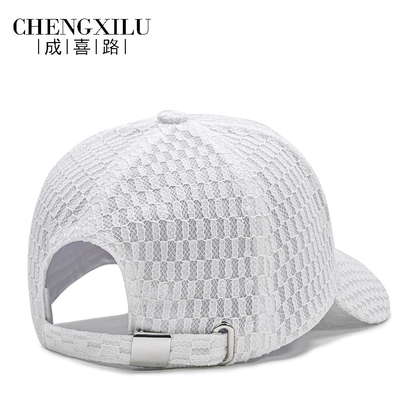 Hat Female Summer Thin Mesh Breathable Baseball Cap L Lace Plaid Korean Peaked image 5