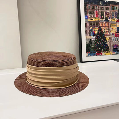 5cm brim summer straw hat for Women with sun shading and sun protection flat to image 8