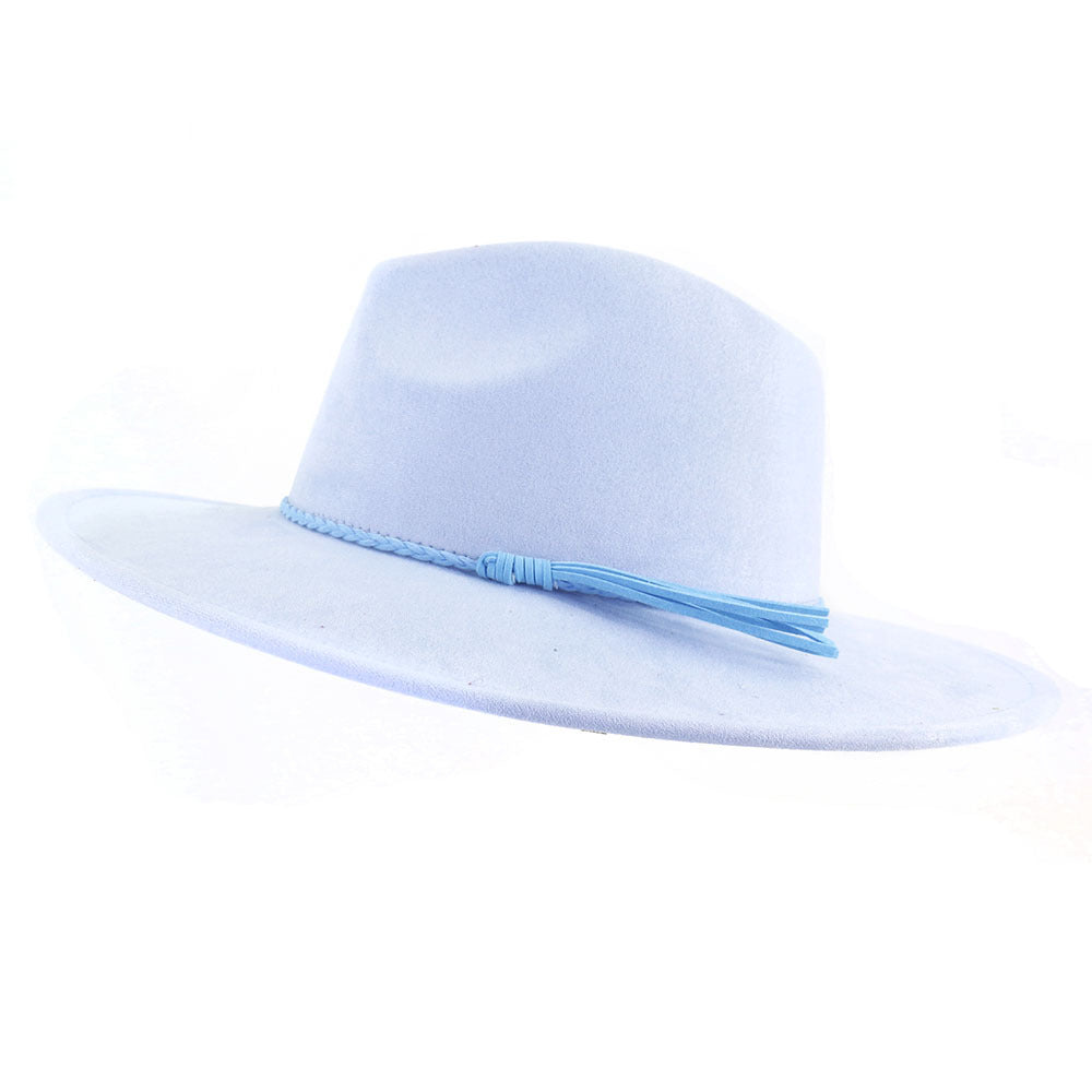 Suede Top Hat 9.5cm Wide Brim Fedora Hat Men Women Autumn Winter Felt Jazz Hats image 8
