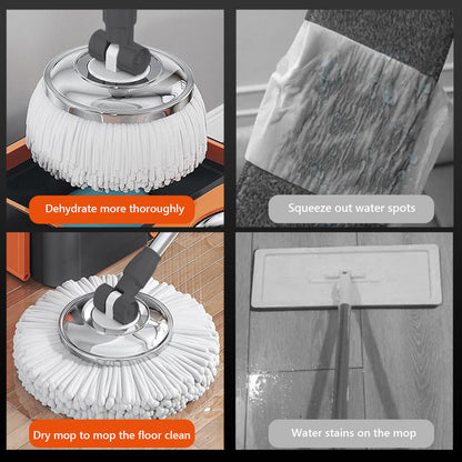 Spin Mop Bucket 6 Microfiber Refills Household Cleaning Automatic Spin Mop Hand image 5