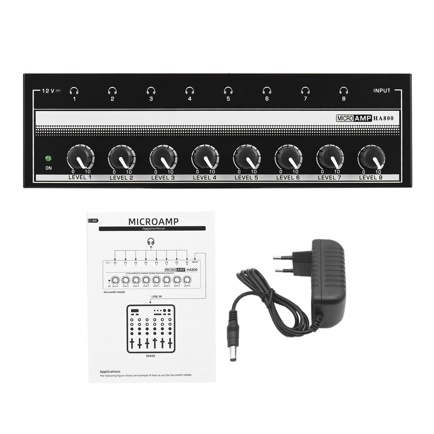 HA800 Headphone Amplifier Audio Amp. Ultra-compact 8 Channels Mini Audio Stereo image 2