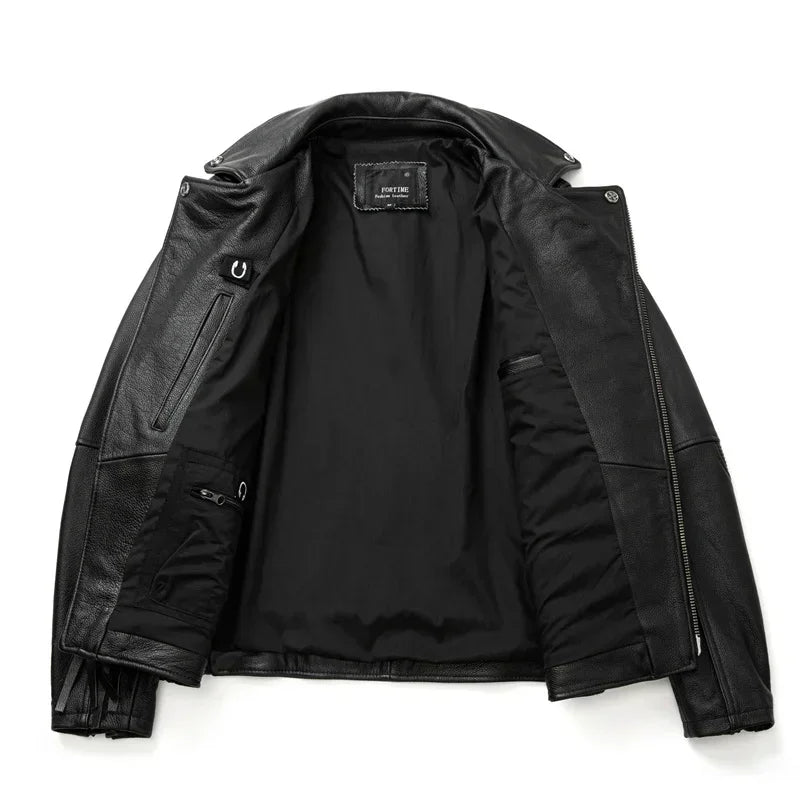 2024 Black Genuine Leather Jacket Men Motorccyle Style Plus Size 5XL Real Natur image 3