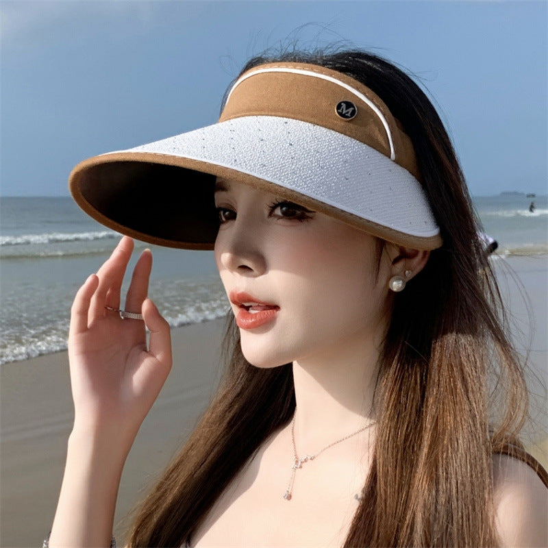 Large Brim Sun Hat for Women Summer Trip, UV Resistant Empty Top, Slim Face, Ve image 5