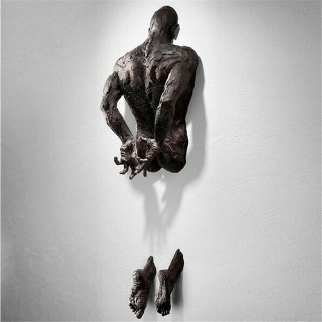 New Imitation Copper Wall Decor Abstract Character Resin Rock Climbing Man Stat image 2
