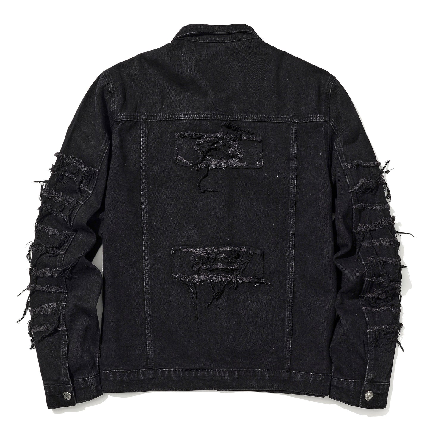 Men's Gothic punk Distressed Trucker Casual Denim Jacket Outerwear Loose Fit St image 3