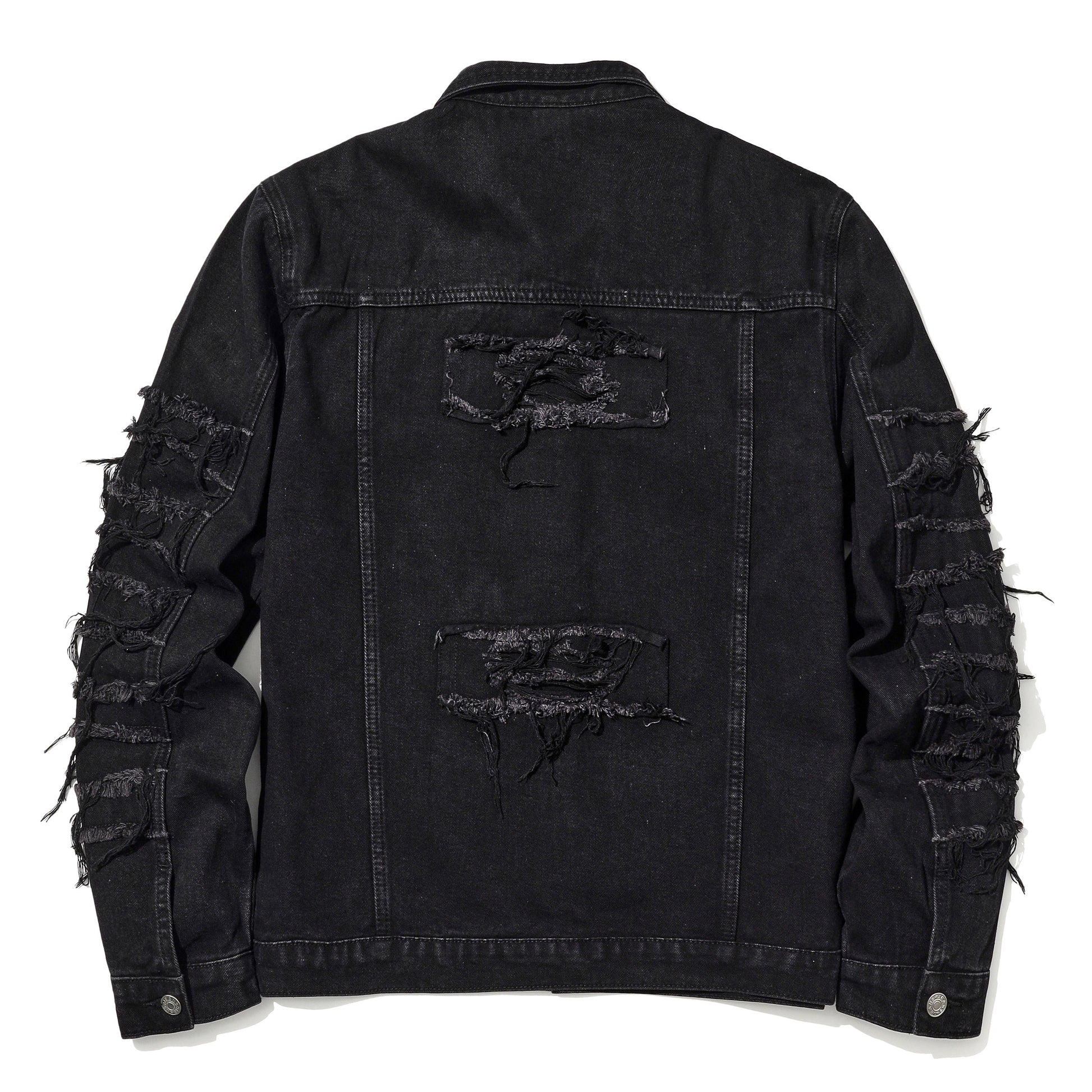 Men's Gothic punk Distressed Trucker Casual Denim Jacket Outerwear Loose Fit St image 3