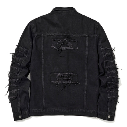 Men's Gothic punk Distressed Trucker Casual Denim Jacket Outerwear Loose Fit St image 3