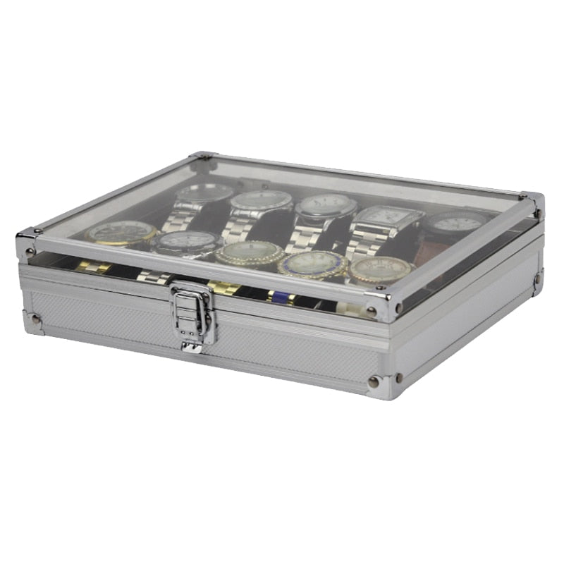 Handmand Slots Aluminum Alloy Display Watch Box Organizer Jewelry Storage Case  image 5